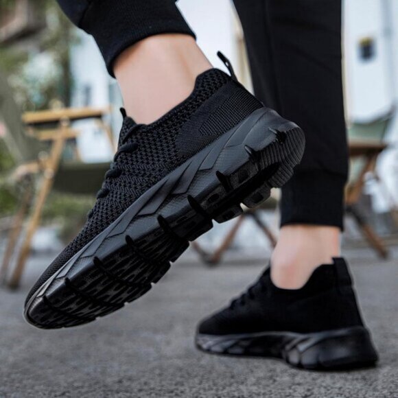 ⚡Mens Black Running Fashion Tennis Walking Lightweight Athletic Sneakers - Picture 2 of 7